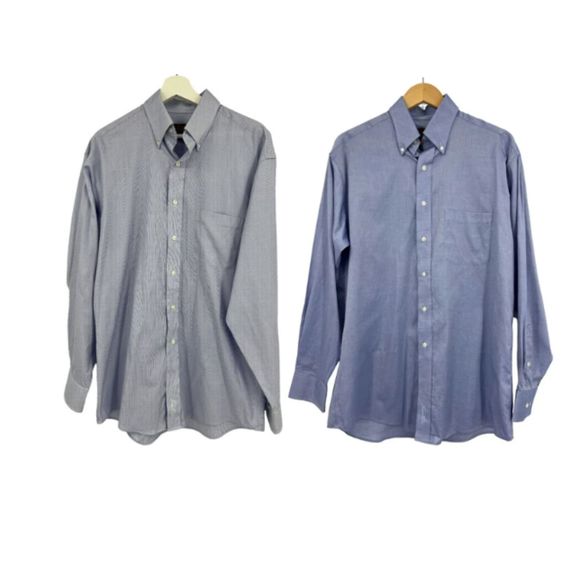 Tasso Elba shirt Medium 34/35 mens long sleeve button up 15 1/2 blue lot of 2 - Picture 10 of 10